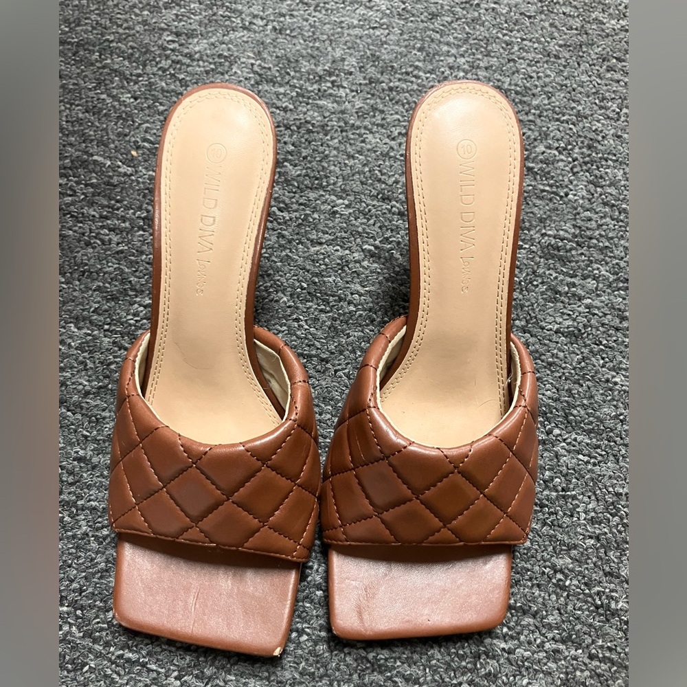 Square Toe Quilted Heels
